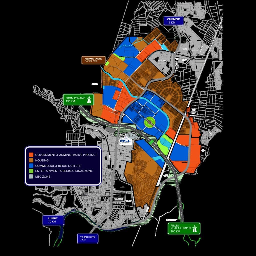 Bandar Meru Raya masterplan showing Perak Medtech Park development site